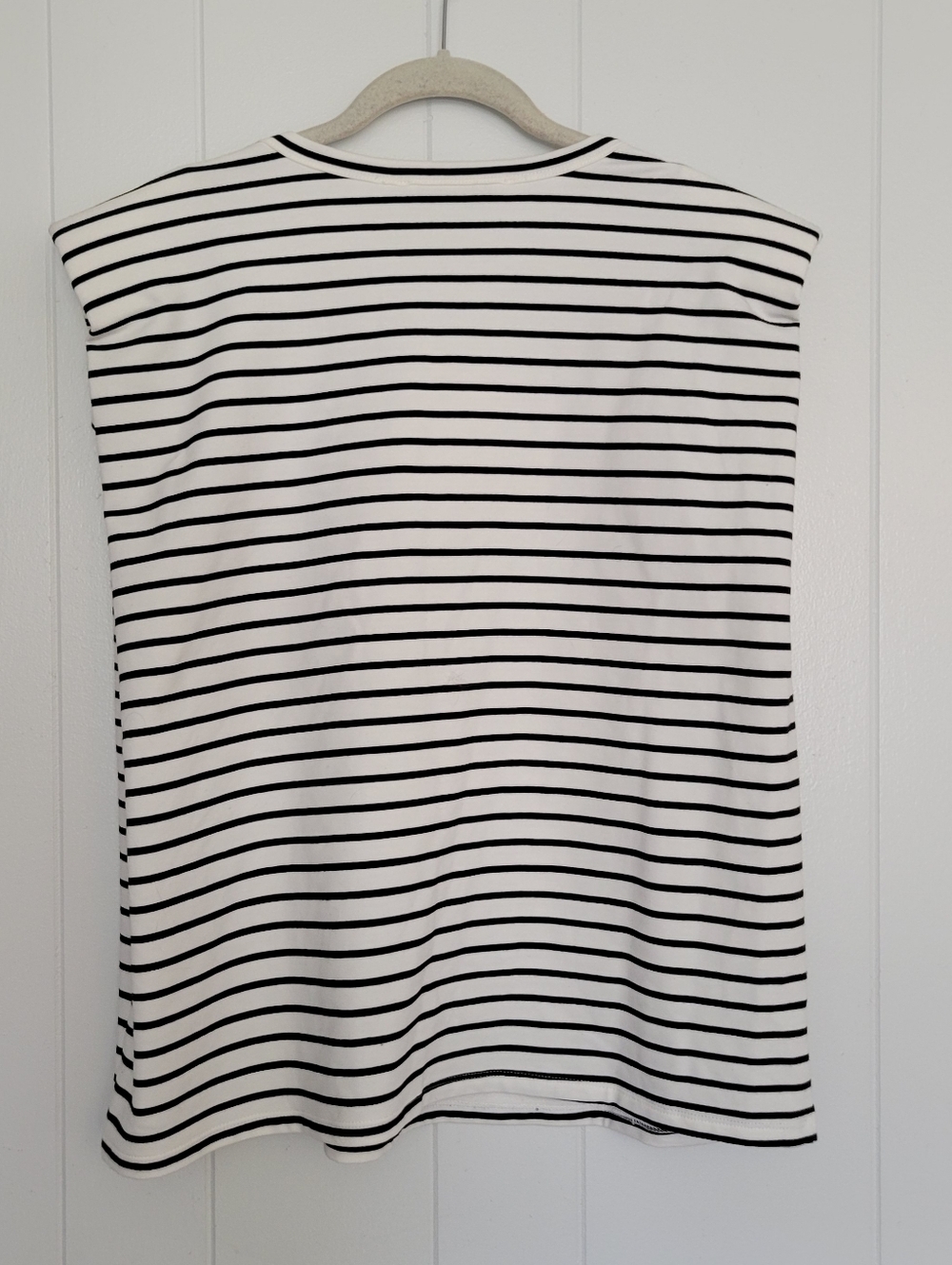 NWT Anthropologie × English Factory Power Shoulder Top Striped Nautical Preppy L - Picture 10 of 14